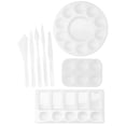 thumbnail image 2 of Qiilu Spatula Set, Professional Color Palette Plastic White For Mixing Paint For Drawing, 2 of 8