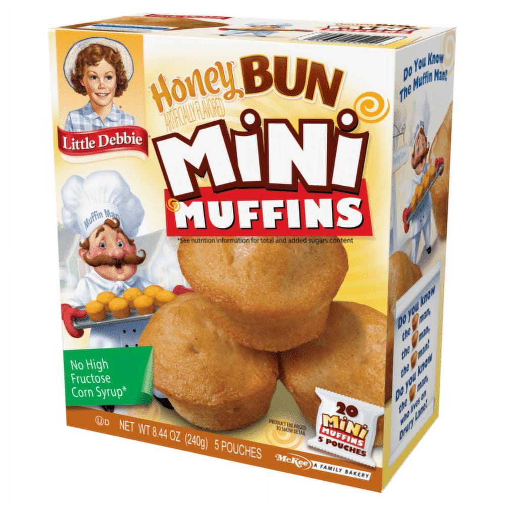 Little Debbie Honey Bun Mini Muffins, 4 Boxes, 20 Travel Pouches of Muffins