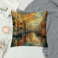 thumbnail image 2 of Chilfamy Italian Throw Pillow Cushion Cover, European Venice Canal with Historical Buildings Famous Town Scenery, Decorative Square Accent Pillow Case White, 2 of 5