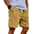 thumbnail image 2 of Men's Corduroy Shorts with Elastic Drawstring Waist and Side Pockets Featuring Casual Loose Fit Earthy Yellow XXL, 2 of 8