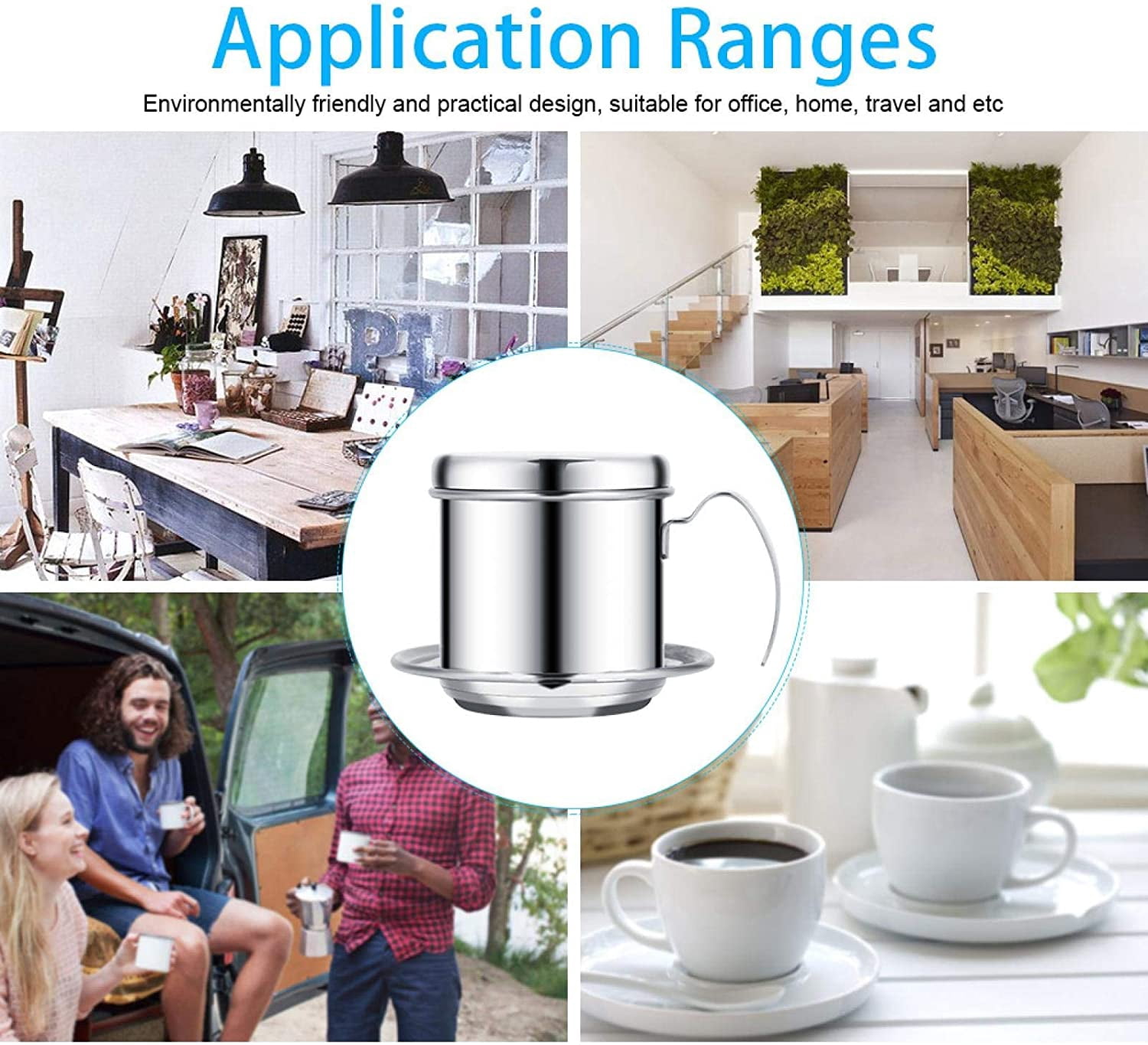 ABCISI Coffee Maker Pot, Stainless Steel Vietnamese Coffee Drip Filter Maker, Single Cup Coffee Drip Brewer, Portable for Home Kitchen Office Outdoor Use, Best Gift Choice for Baristas Coffee