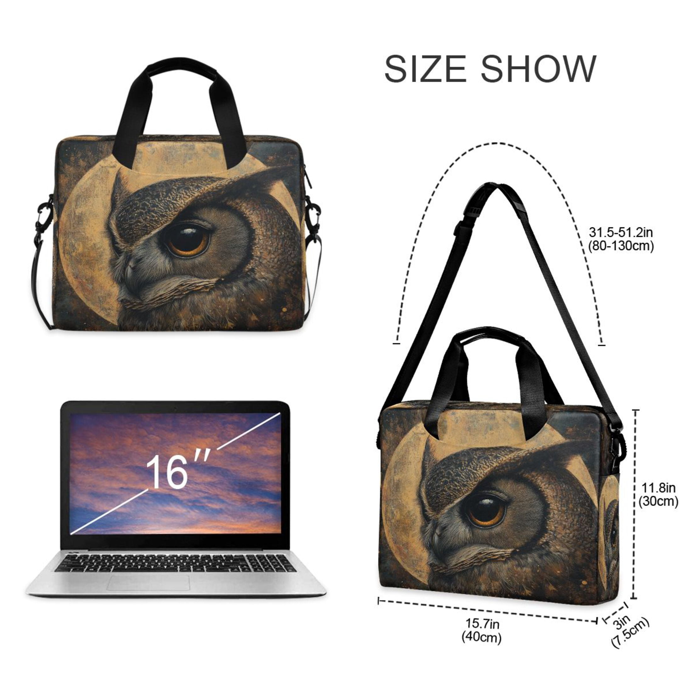 Laptop Bag Laptop Briefcase 15.7 x 3 x 11.8 Inches Laptop Bag Briefcases Laptop Storage Travel Laptop Bag Work Laptop Bag Owl under The Moon