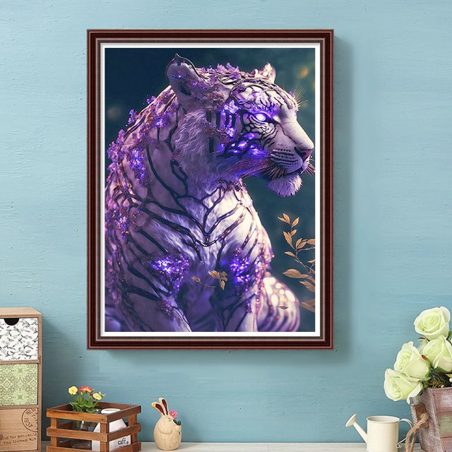 Cuadros Decorativos 5D bricolaje taladro redondo completo diamante pintura tigre Kit arte decoración del hogar (dg429) Wdftyju embutido en tela
