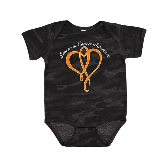Inktastic Leukemia Awareness with Orange Ribbon Heart Boys or Girls Baby Bodysuit