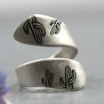 thumbnail image 3 of IKemiter Natural Landscape Open Ring Sunrise/Moon/Cactus Hand-drawing Winding Finger Ring Adjustable Hand, 3 of 7