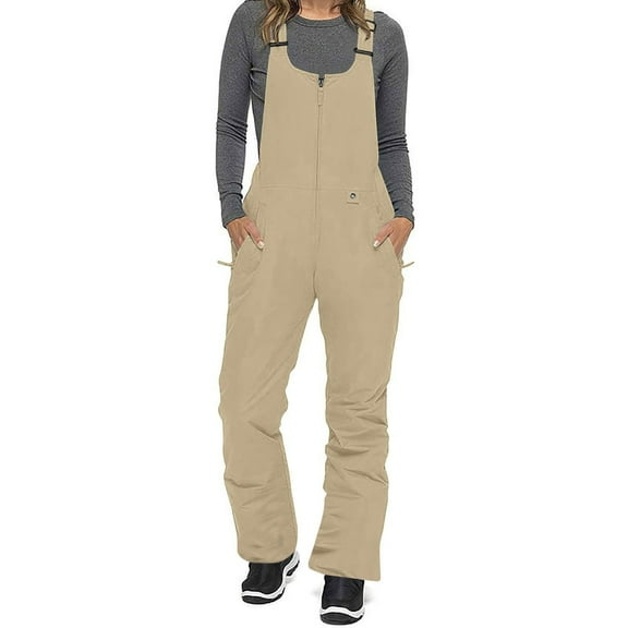 Cadancy Baggy Snowboard Pants Womens Overalls Zip Up Waterproof Insulated Snowboard Ski Bibs with Pockets Winter Outdoor Sports Warm Outfits