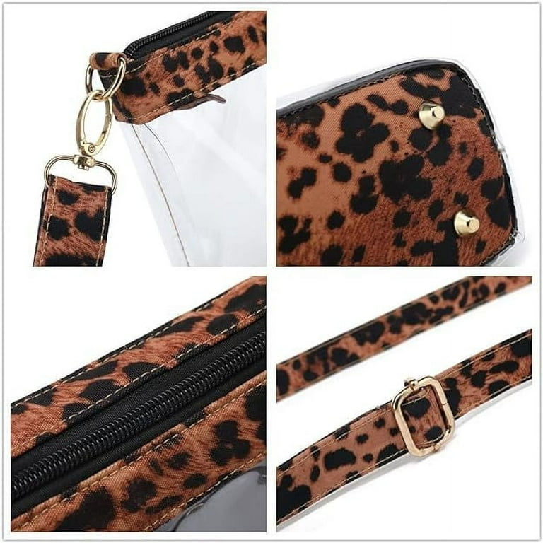 LOXOMU Clear Purses for Women Stadium Leopard Print Clear Crossbody Bag Clear Bag and Handbag with Adjustable Strap Women s Size 9.05 x 3.34