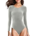 thumbnail image 2 of Black and Friday Clothing Sales Idoravan Bodysuits for Women Long Sleeve,Women's Underwear, Women's Comfort Firm Romper, Women's Tight Fitting Long Sleeved Bodysuit Gray L, 2 of 5