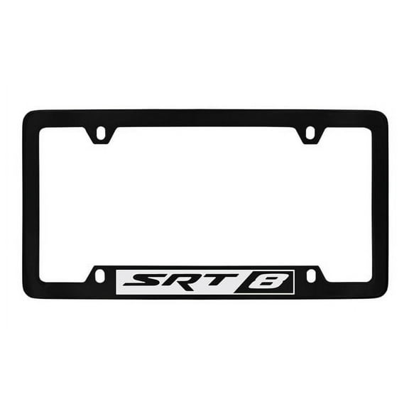 Jeep SRT-8 Black Coated Metal Bottom Engraved License Plate Frame Holder
