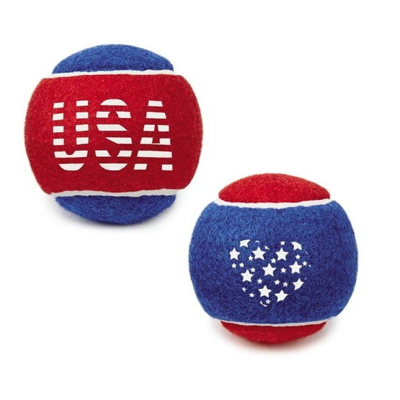 Dog Tennis Balls Stars and Stripes Red White Blue USA 6 Pack Patriotic Dogs Toy