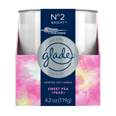 Soy Travel Candle - Glade Soy Candle 1 CT, No. 2 Bright, 4.2 OZ. Total, Air Freshener