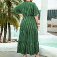 thumbnail image 4 of XFYSSS Women's Plus Size Dresses Polka Dot Dress Casual V Neck Short Sleeve Maxi Dress A-Line Pleated Hem Swing Midi Sun Dress XL-4XL, 4 of 4