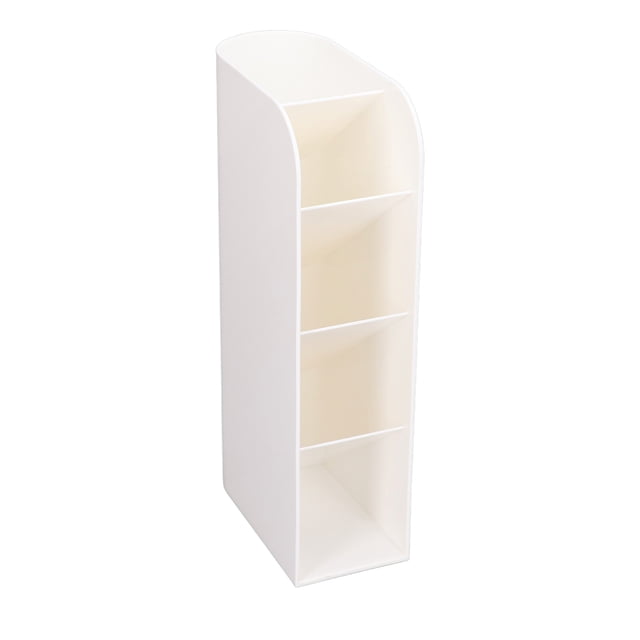 Desk Storage Box, Tilt Design Grid Design Space Saving Pen Holder White For Office For Home