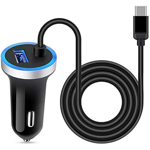 USB C Car Charger, 3.4A Fast Charging Car Adapter 3ft Type C Cable for Samsung Galaxy S25 S24 S23 S22 S21 S20 S10 Note 20 A10E A20 A50 A51 A71,LG Stylo 6/5/4 G7 V60 ThinQ Moto G8 G7 Google Pixel 4 3a