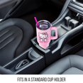 thumbnail image 3 of Silver Buffalo Sanrio Hello Kitty - Vaso de acero inoxidable con asa y pajita, cabe en portavasos estándar, 40 onzas, 3 of 5