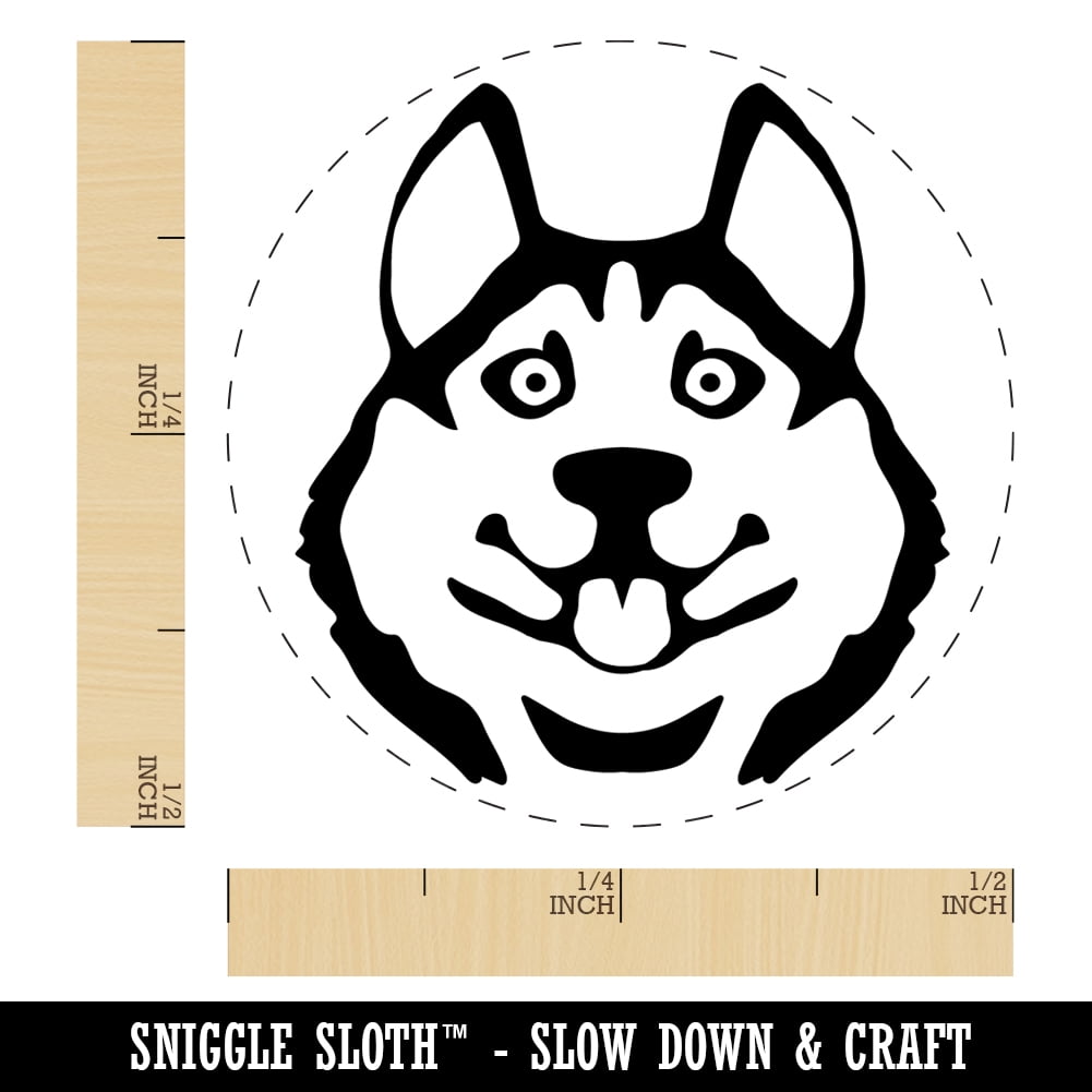 Siberian Husky Dog Face Self-Inking Rubber Stamp Ink Stamper - Dry Pad (No Ink) - Mini 1/2 Inch