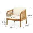 thumbnail image 2 of Judland Acacia Wood and Wicker Outdoor Club Chair with Cushions, Teak, Light Brown, and Beige, 2 of 7