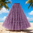 thumbnail image 4 of AUNVITO Women's High Waist Layered Tulle Skirt A-Line Flowy Spring Summer Casual Skirt, 4 of 4