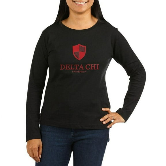 CafePress - Delta Chi Vertical Red Logo Long Sleeve T Shirt - Women's Long Sleeve Graphic Tee Casual Fit