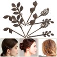 thumbnail image 4 of 10PCS Clip de pelo de hoja Pin de pelo vintage Pin de horquilla de bronce retro Adorno de cabello delicado para mujer niña (1/2/3/4/5), 4 of 6