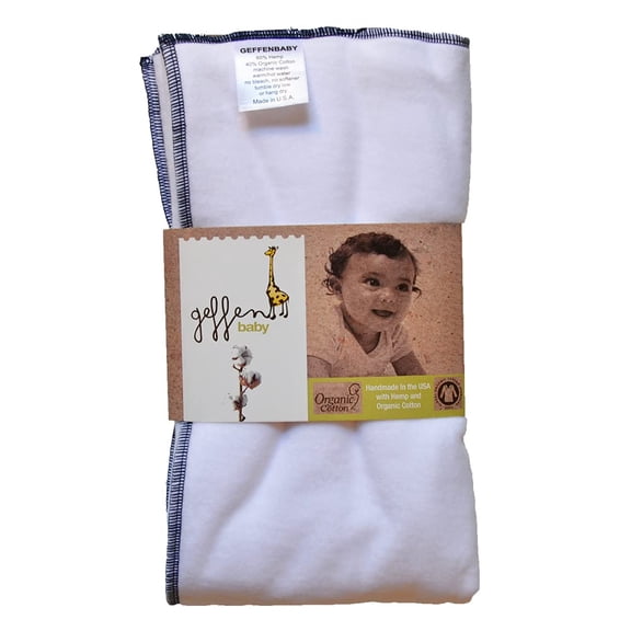 Geffen Baby Cloth Prefold Diaper | Super Absorbent Hemp Organic Cotton Fleece- XS