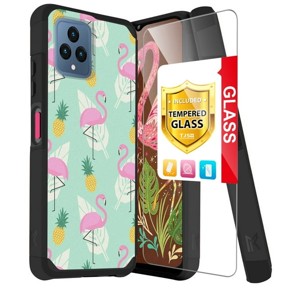 TJS for T-Mobile Revvl 6x 5G / Revvl 6 5G Phone Case, Dual Layer Heavy Duty (Magnetic Mount Friendly) Shockproof Drop Protection Hybrid Cover (Flamingo)