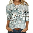 thumbnail image 1 of Pisexur Hauts pour Femmes Grande Taille Mode Chemises 3/4 Automne Décontractées Blouses à Col Rond Mignonnes à Imprimé Floral Tuniques Amples, 1 of 5