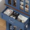 thumbnail image 6 of Homfa 71" Tall Bathroom Cabinet with Glass Doors, Freestanding Linen Cabinet with Drawer & Adjustable Shelves, Blue, 6 of 7
