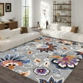 thumbnail image 4 of Floral Area Rug 8x10 Living Room Rug Non Slip Washable Bedroom Rug Soft Low Pile Flowers Floor Carpet for Dining Room,Blue, 4 of 6
