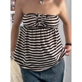 thumbnail image 4 of Argulvti Women Tube Top, Strapless Backless Solid/Stripes Vest Pleated Summer Tops, 4 of 9