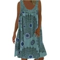 thumbnail image 2 of Summer Svings Clearance 2024! TAGOLD Womens Summer Dresses,Fashion Women Summer Casual Round-Neck Not Positioned Floral Print Sleeveless Dress, 2 of 5