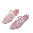 thumbnail image 3 of oqasdz Women Slippers Summer On Sandals with Pointed Toe Mid Heel Hollow Toe Wrap Stylish Jelly Summer Casual Wear,Pink, 3 of 7