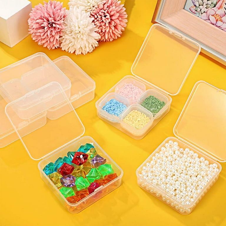  CertBuy 36 Pieces Small Plastic Storage Containers with Hinged  Lids, Clear Bead Organizer Box Mini Storage Cases for Storage of Beads,  Jewelry, Diamonds, DIY Art Craft (2.16×2.16×0.79 Inch) : Arts, Crafts