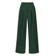 thumbnail image 4 of Yuhangmm Women's Pants Women Wide Leg Casual Pants High Waisted Stretchy Business Work Trousers Dressy Outfits with Pockets for Everyday Wear Dark Green L, 4 of 5