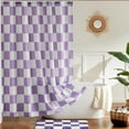thumbnail image 2 of Checkered Waterproof Lavender Purple Shower Curtains for Bathroom, Cute Retro Checkboard Shower Curtain Vintage Aesthetic, Machine Washable Fabric Bath Curtain 70"W x 72"L (Pack of 1), 2 of 6