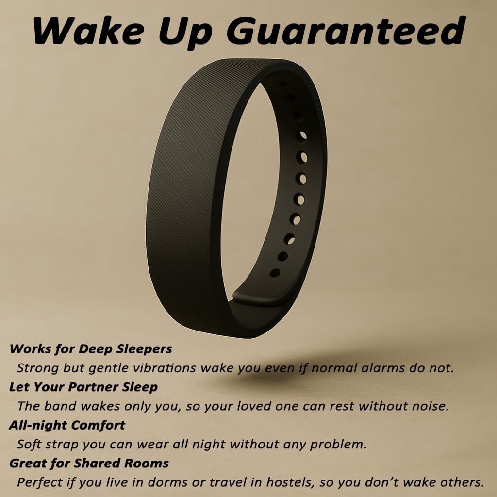 Rise Alarm Band, Alarm Clock Watch, Silent Vibration Wake-Up Wristband for Deep Sleepers, Snooze-Free Smart Watch for Men and Women
