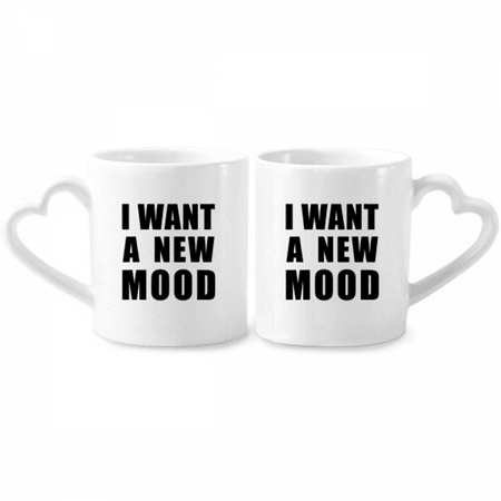 

I Want A New Mood Couple Porcelain Mug Set Cerac Lover Cup Heart Handle