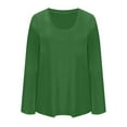thumbnail image 5 of YODETEY No Boundaries Women’s Long Sleeve Scoop Neck Cotton T-Shirt (Plus Size), Loose Sleeveless Pullover T-shirt Tops, Green Women's Plus XXXXXL, 5 of 6