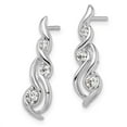 thumbnail image 2 of Finest Gold Sterling Silver Rhodium-Plated Twist CZ Post Dangle Earrings, 2 of 3