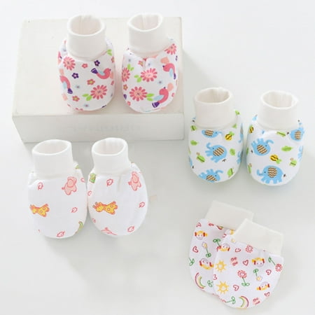

Naturegr Handsocks No-Scratch Protective Cotton Baby Caps Mittens Caps Set for Baby