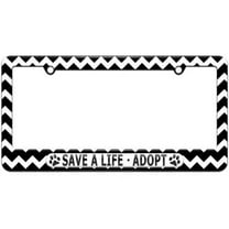 Save A Life Adopt, Pet Cat Dog License Plate Tag Frame, Multiple Colors