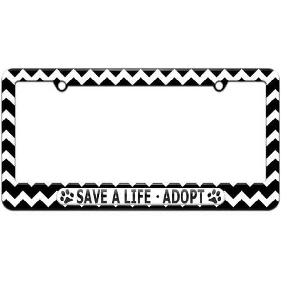 Save A Life Adopt, Pet Cat Dog License Plate Tag Frame, Multiple Colors