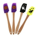 thumbnail image 4 of ColoMX Juego de 4 espátulas de silicona para Halloween, espátulas de silicona antiadherentes para hornear con mango de madera para cocinar y hornear, utensilios de cocina, espátula de crema, 4 of 8
