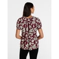 thumbnail image 4 of Time and Tru Women's Ruffle Neck Cotton Top with Short Puff Sleeves, Sizes XS-XXXL, 4 of 6