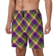 thumbnail image 2 of Gaeub Mardi Gras Plaid Mens Swim Trunks Stretch Beach Shorts Quick Dry for Men Swim Shorts Swimwear with Pockets- XX-Large, 2 of 9