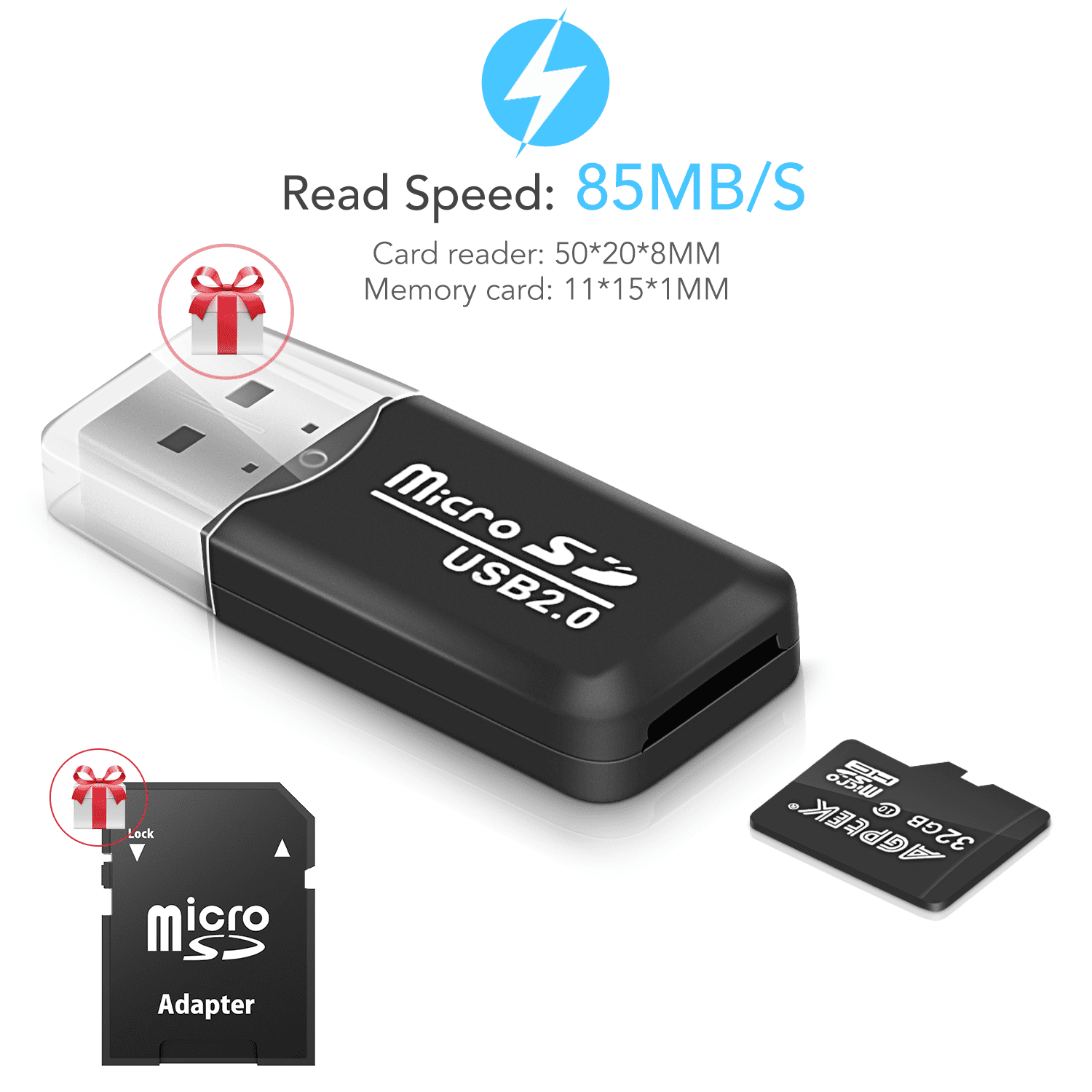 AGPtEK 32GB Class 10 Micro SD Card with Card Reader Compatible with AGPTek M...