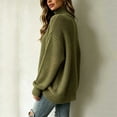 thumbnail image 4 of Edvintorg Sweater for Women Long Sleeve Casual Pullover Top High Neck Loose Knit Sweaters Plus Size Womens Fashion Army Green XXXL, 4 of 5