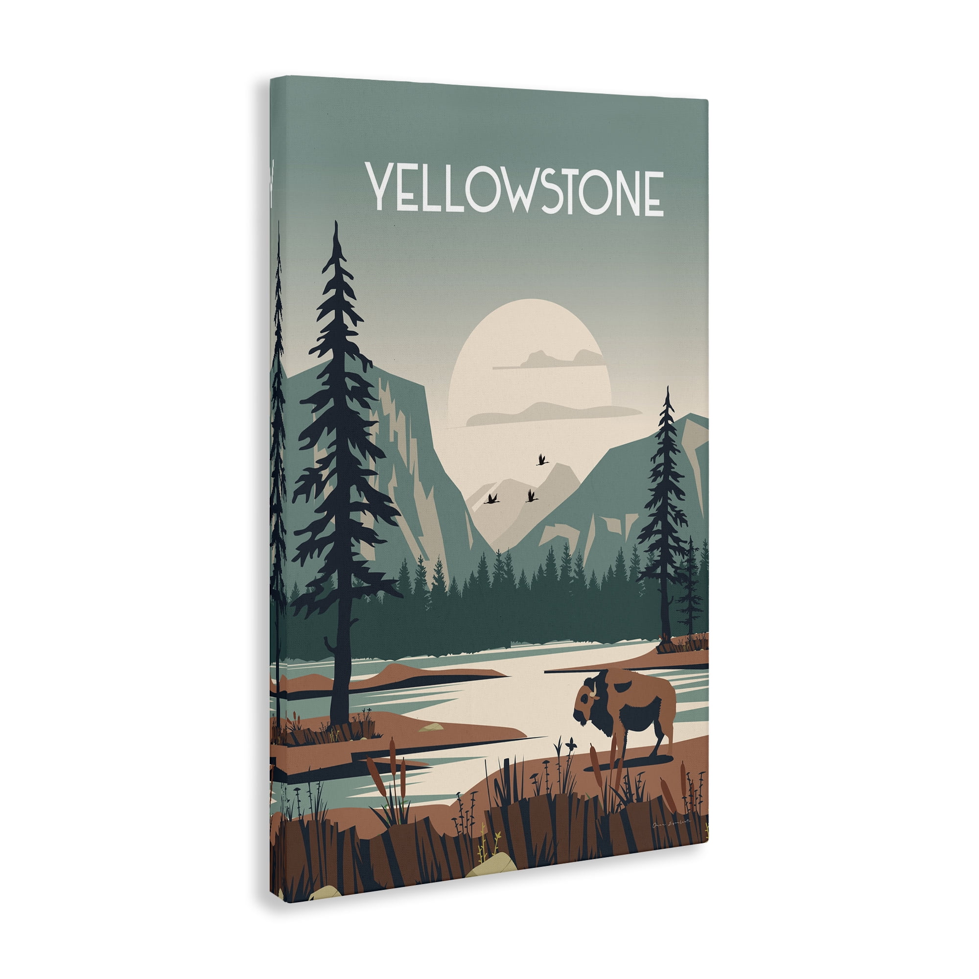 Stupell Industries Yellowstone Landmark View Landscape & Nature Painting Wrapped Canvas Art Print Wall Art, 16 x 24