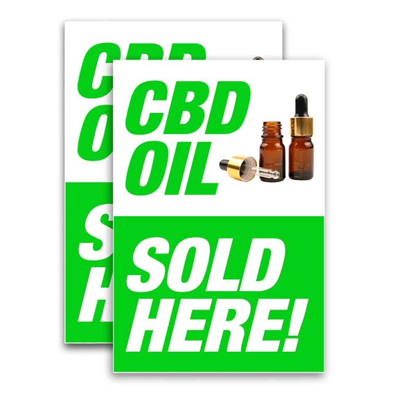 CBD Oil Sold Here (24" X 36") Vinyl Decal Only (Pack of 2) |Sign|Sticker|Poster