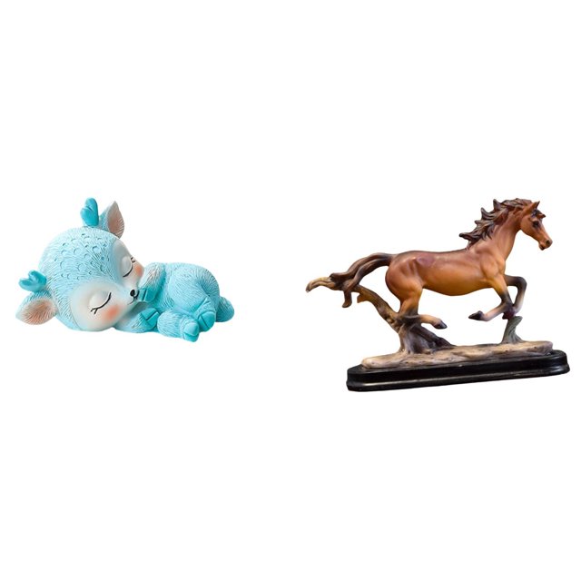 Escultura de ciervo de resina, estatua de ciervo durmiendo, figura de caballo, adorno de caballo en miniatura, estatua de animal coleccionable pintada